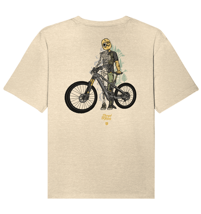 Sons of Battery® - E-MTB Brand & Community Unisex-Shirts Natural Raw / XS Shred or Alive - Backprint - Organic Relaxed Shirt (Flip Label) E-Bike-Community