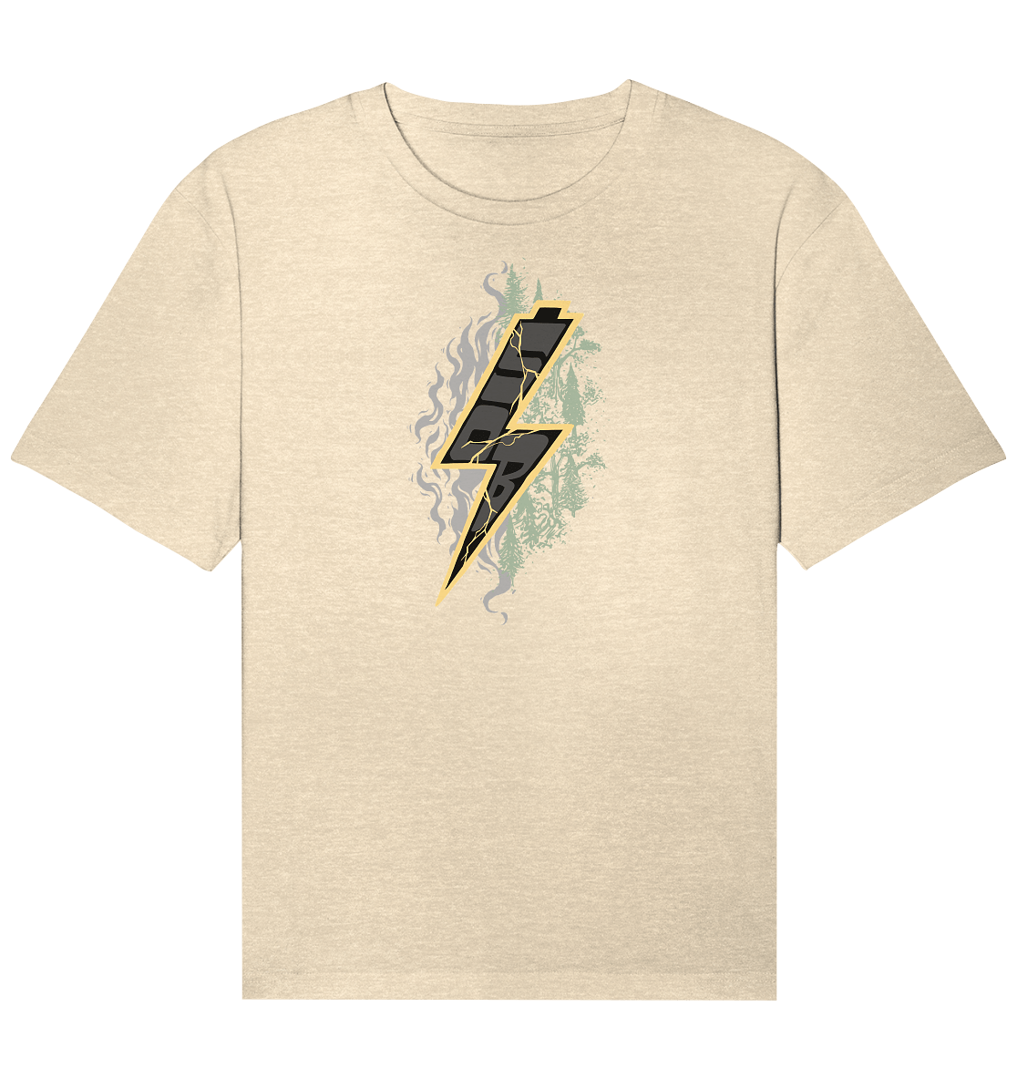 Sons of Battery® - E-MTB Brand & Community Unisex-Shirts Natural Raw / XS Sob "Shred or Alive" Front - Organic Relaxed Shirt (Flip Label) E-Bike-Community