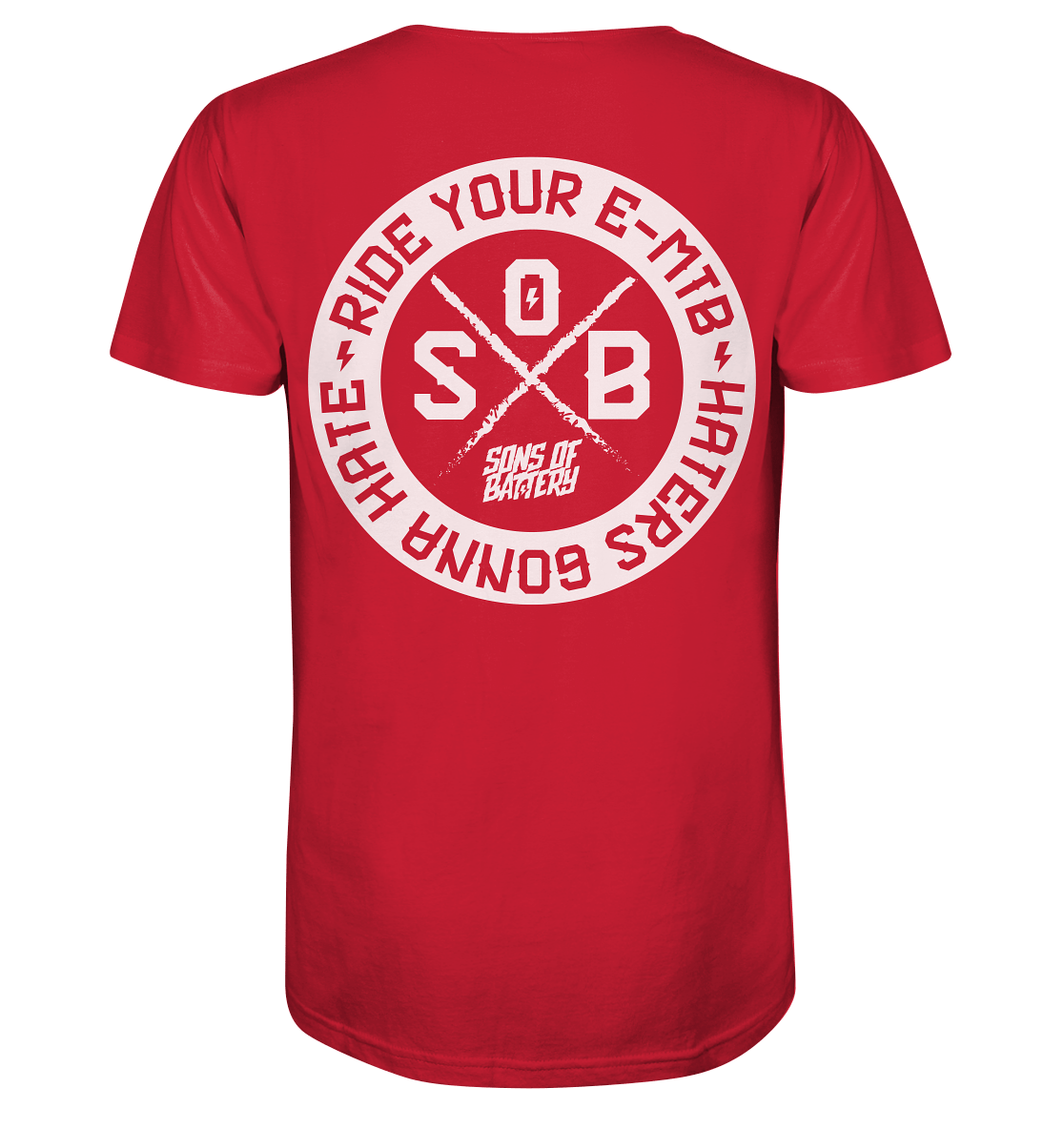Sons of Battery® - E-MTB Brand & Community Unisex-Shirts Red / XS Haters gonna Hate - Organic Shirt (Flip Label) E-Bike-Community