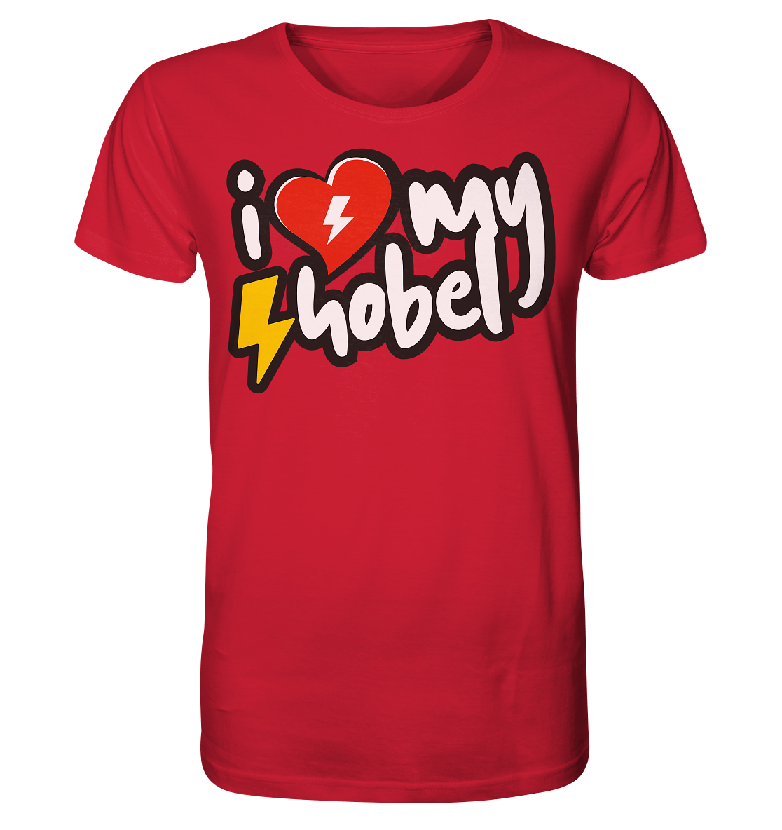 Sons of Battery® - E-MTB Brand & Community Unisex-Shirts Red / XS I Love my Hobel - (Flip Label) - Organic Shirt E-Bike-Community