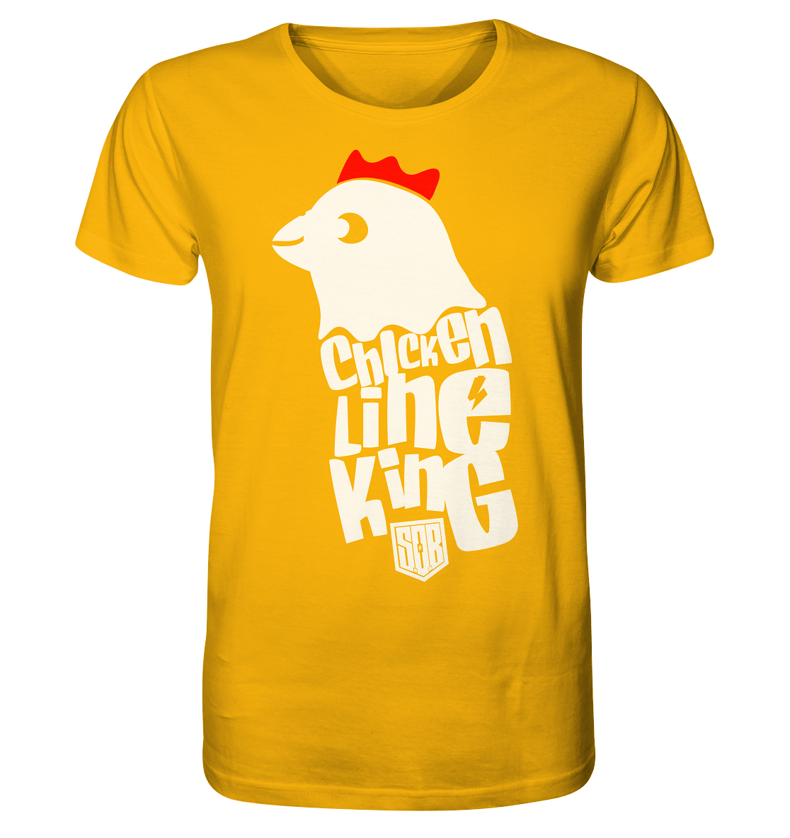 Sons of Battery® - E-MTB Brand & Community Unisex-Shirts Spectra Yellow / XS Chicken Line - King - Weiß - Organic Shirt E-Bike-Community
