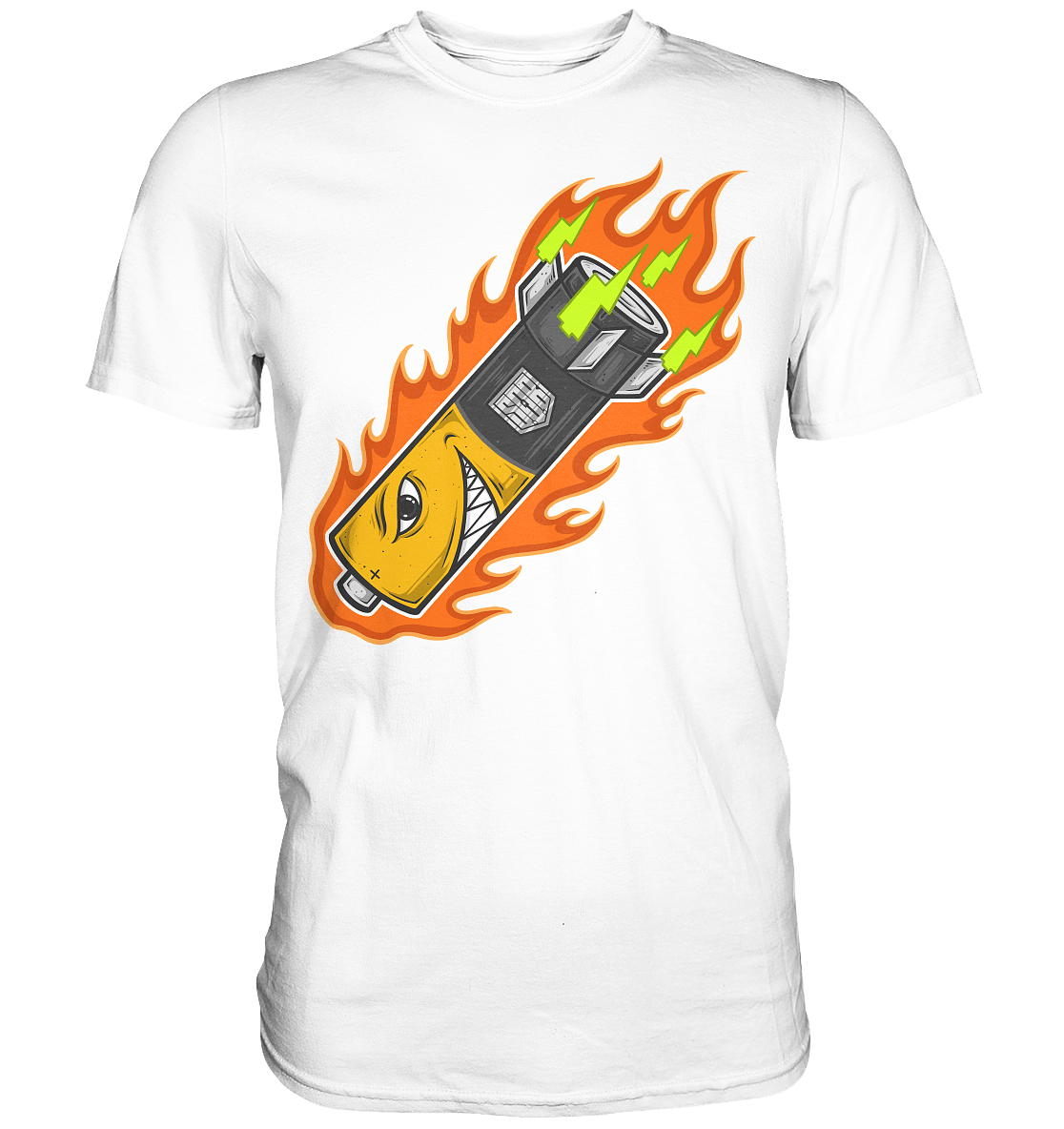 Sons of Battery® - E-MTB Brand & Community Unisex-Shirts White / S S.o.B Pin Up Battery - Original Russel Athletics Classic Shirt - bis 4XL -140cm Umfang - Ohne Flip Label am Bund E-Bike-Community