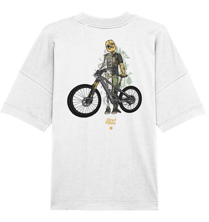 Sons of Battery® - E-MTB Brand & Community Unisex-Shirts White / XS Shred or Alive - Backprint - Organic Oversize Shirt (Flip Label) E-Bike-Community