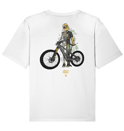 Sons of Battery® - E-MTB Brand & Community Unisex-Shirts White / XS Shred or Alive - Backprint - Organic Relaxed Shirt (Flip Label) E-Bike-Community