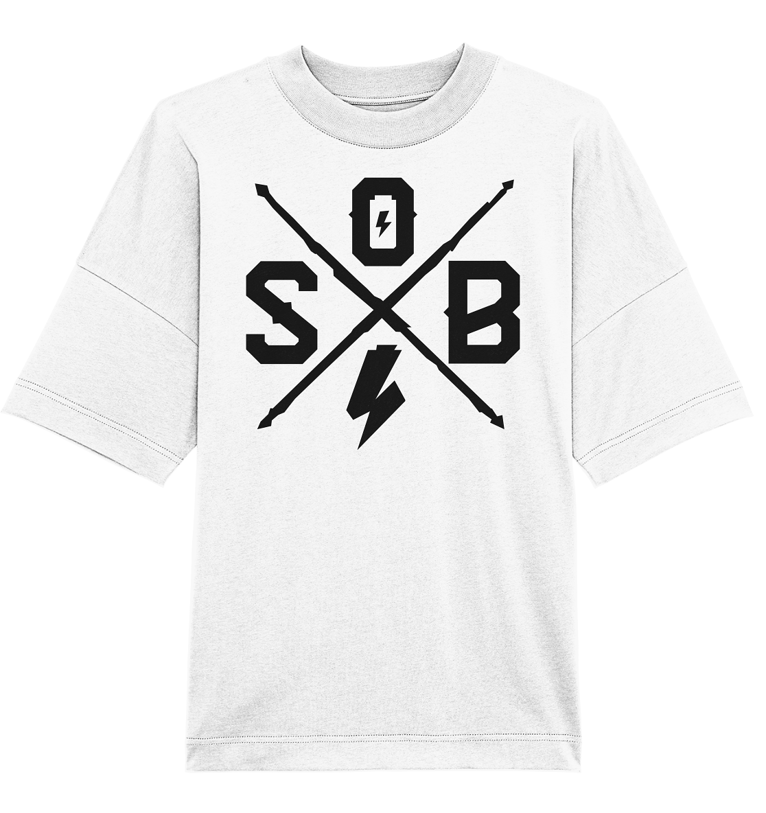 Sons of Battery® - E-MTB Brand & Community Unisex-Shirts White / XS Sons of Battery - Cross (Flip Label) - Organic Oversize Shirt E-Bike-Community
