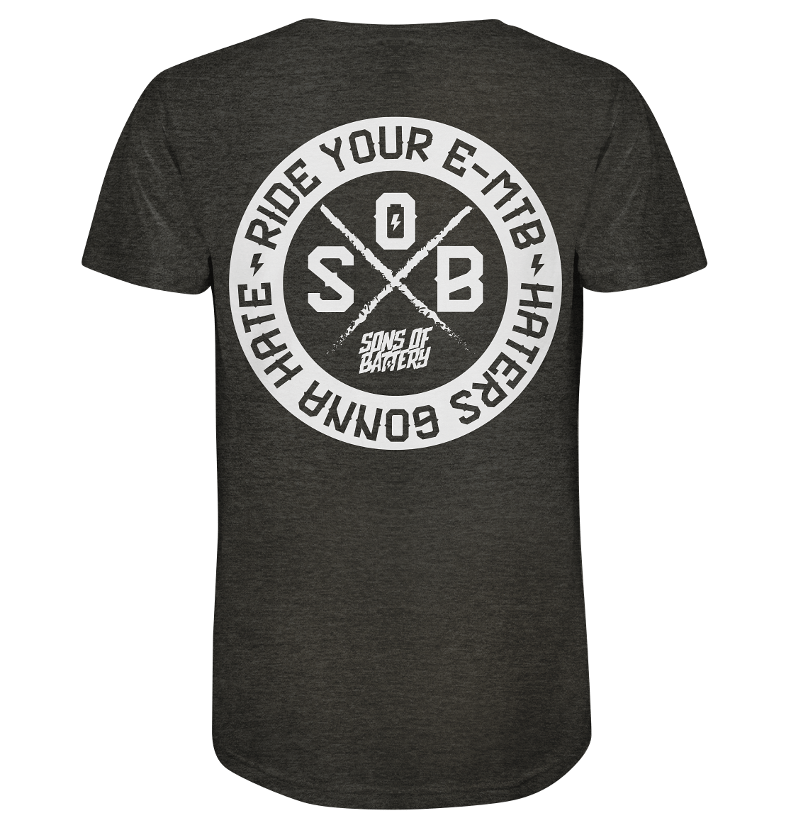 Sons of Battery® - E-MTB Brand & Community V-Neck Shirts Dark Heather Grey / S Haters gonna Hate - Mens Organic V-Neck Shirt (Flip Label) E-Bike-Community