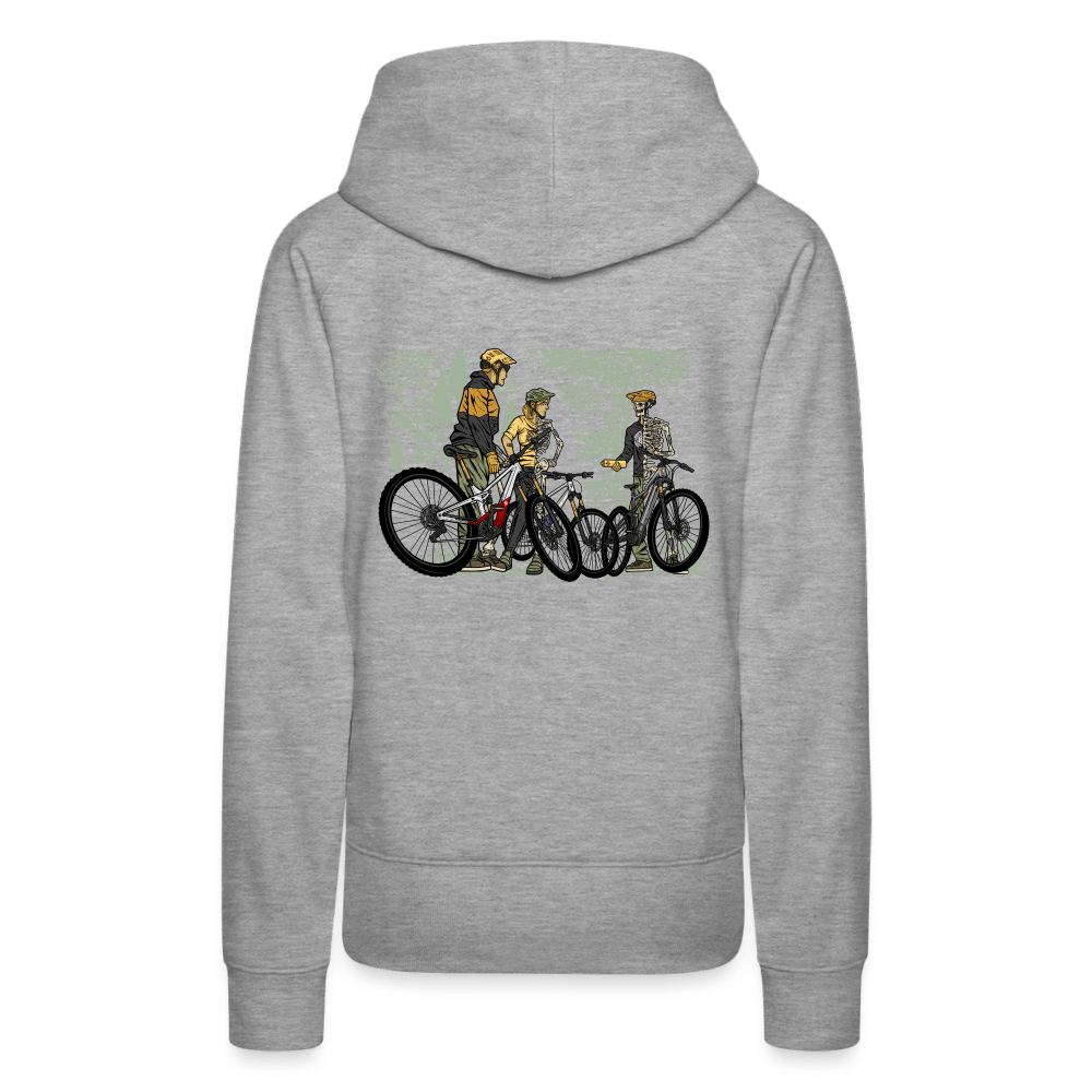 SPOD Frauen Premium Hoodie Grau meliert / S 2 Seiten - Shred or Alive - Crew - Frauen Premium Hoodie E-Bike-Community