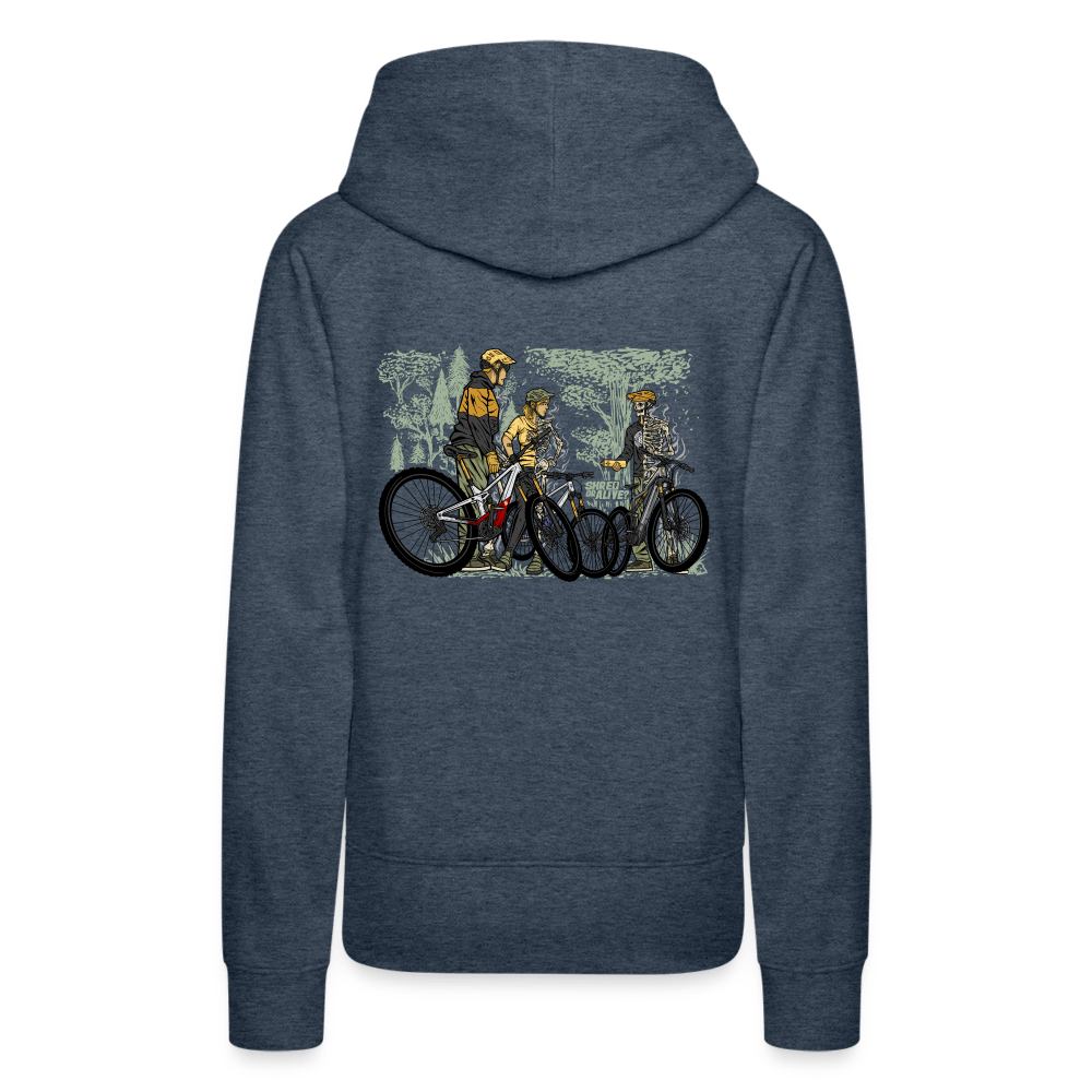 SPOD Frauen Premium Hoodie Jeansblau / S 2 Seiten - Shred or Alive - Crew - Frauen Premium Hoodie E-Bike-Community