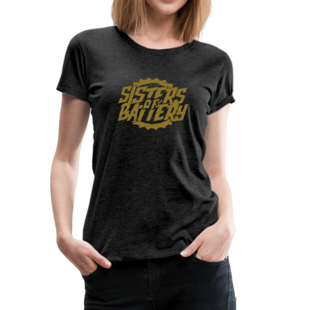 SPOD Frauen Premium T-Shirt Anthrazit / S Sisters of Battery - Signature GOLD Edition - Frauen Premium T-Shirt E-Bike-Community