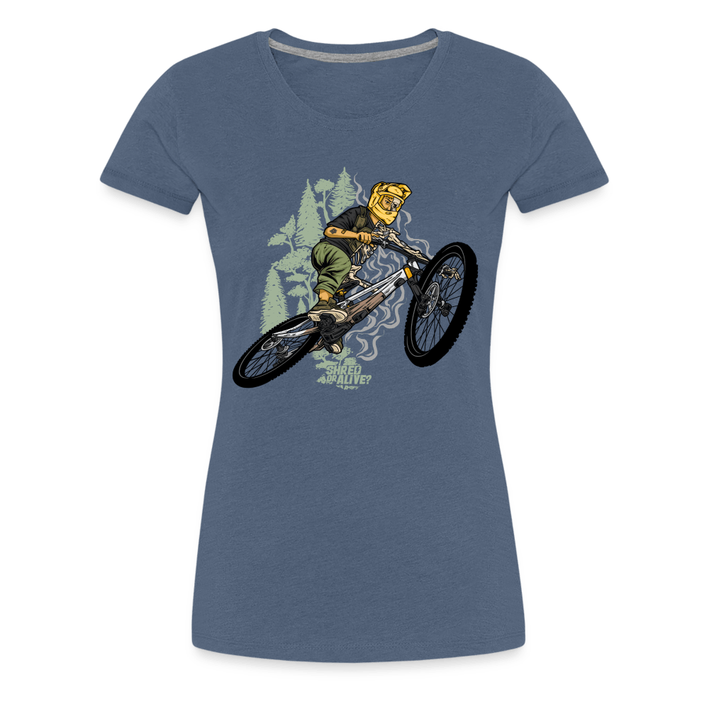 SPOD Frauen Premium T-Shirt Blau meliert / S Shred or Alive - Jumper - Frauen Premium T-Shirt E-Bike-Community