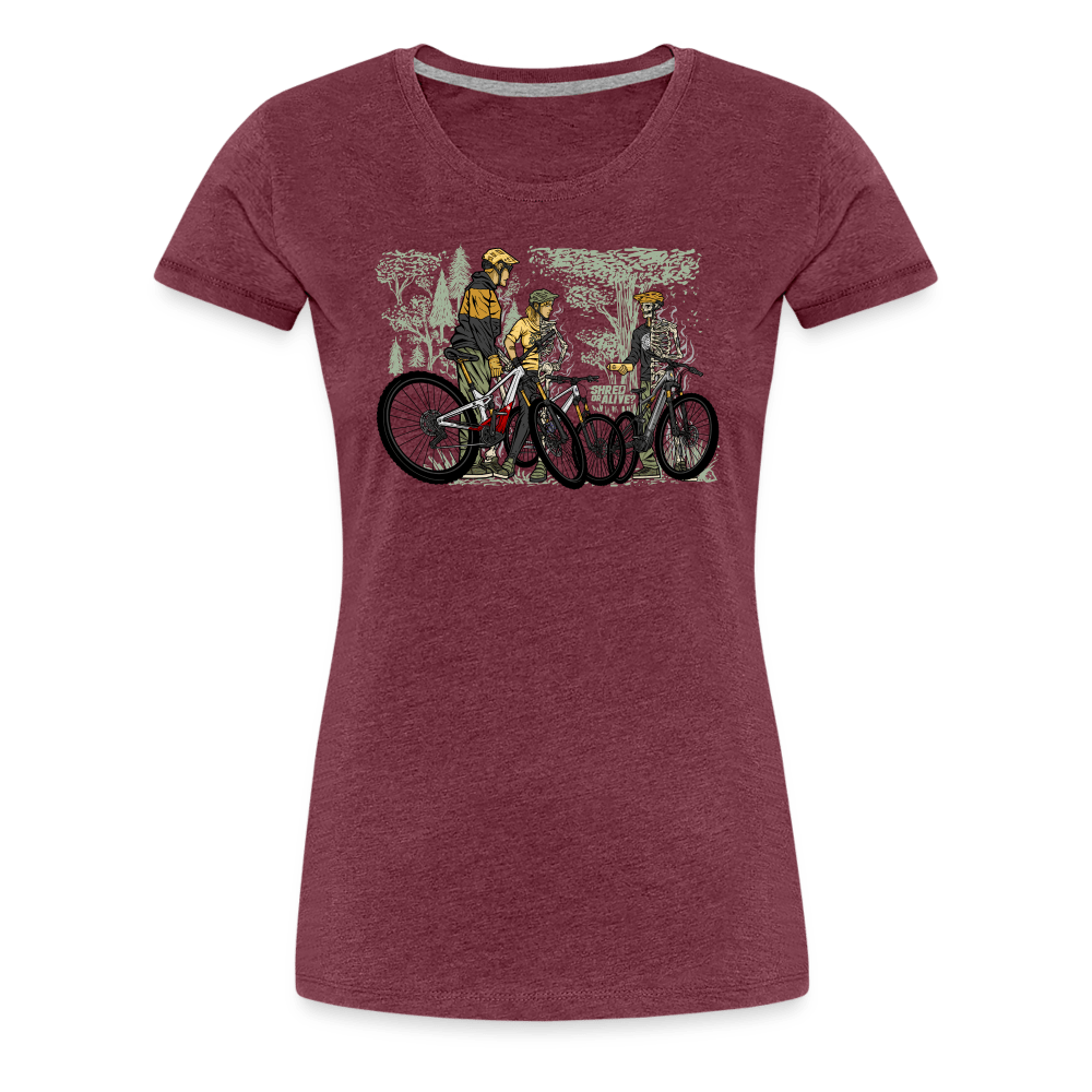 SPOD Frauen Premium T-Shirt Bordeauxrot meliert / S Shred or Alive - Crew - Frauen Premium T-Shirt E-Bike-Community