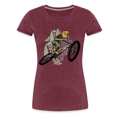 SPOD Frauen Premium T-Shirt Bordeauxrot meliert / S Shred or Alive - Jumper - Frauen Premium T-Shirt E-Bike-Community