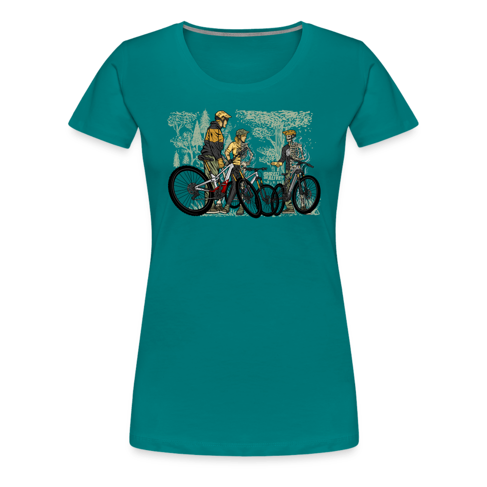 SPOD Frauen Premium T-Shirt Divablau / S Shred or Alive - Crew - Frauen Premium T-Shirt E-Bike-Community