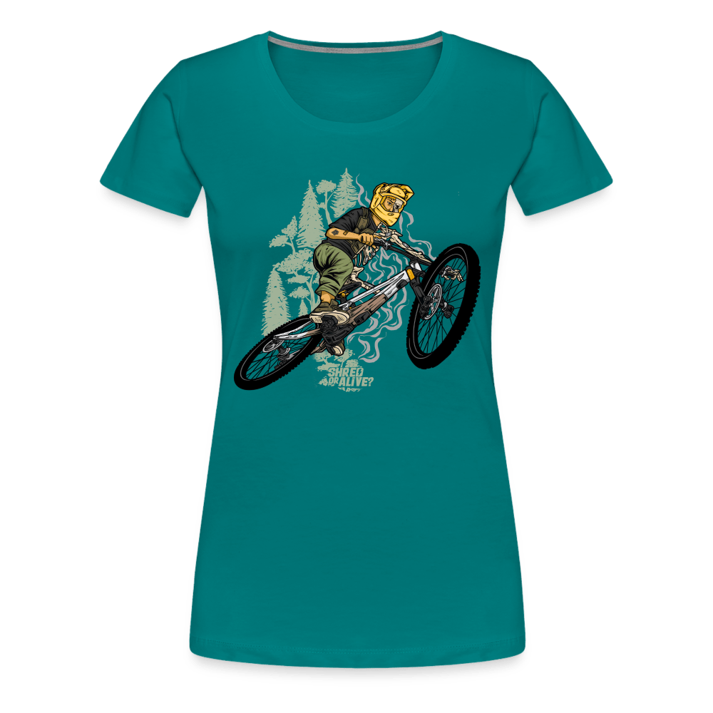 SPOD Frauen Premium T-Shirt Divablau / S Shred or Alive - Jumper - Frauen Premium T-Shirt E-Bike-Community