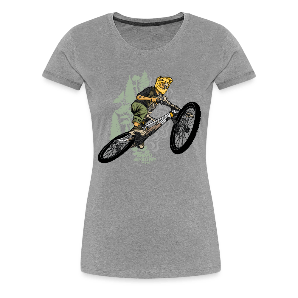 SPOD Frauen Premium T-Shirt Grau meliert / S Shred or Alive - Jumper - Frauen Premium T-Shirt E-Bike-Community