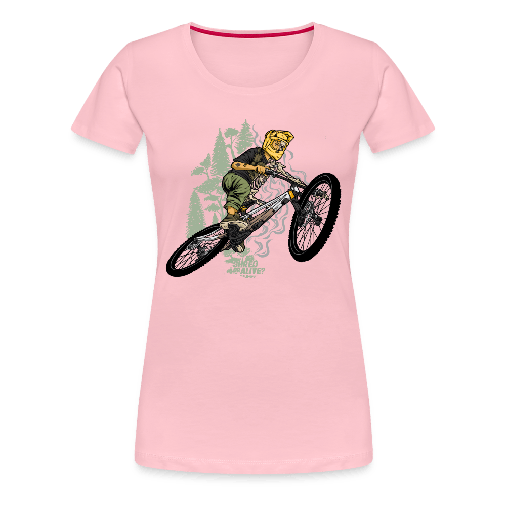 SPOD Frauen Premium T-Shirt Hellrosa / S Shred or Alive - Jumper - Frauen Premium T-Shirt E-Bike-Community