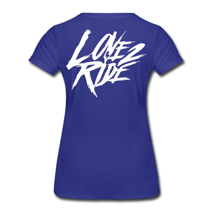 SPOD Frauen Premium T-Shirt Königsblau / S LOVE 2 RIDE  - FRONT / Backprint -Frauen Premium T-Shirt E-Bike-Community