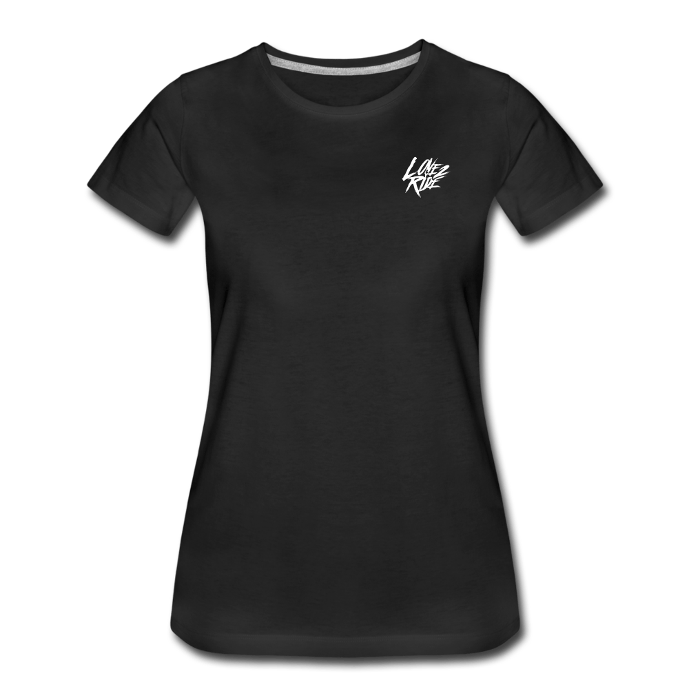 LOVE 2 RIDE  - FRONT / Backprint -Frauen Premium T-Shirt - Sons of Battery® - E-MTB Brand & Community