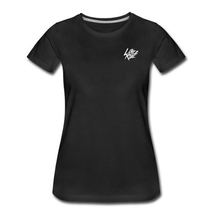 LOVE 2 RIDE  - FRONT / Backprint -Frauen Premium T-Shirt - Sons of Battery® - E-MTB Brand & Community