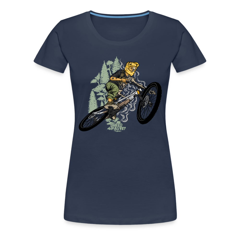 SPOD Frauen Premium T-Shirt Navy / S Shred or Alive - Jumper - Frauen Premium T-Shirt E-Bike-Community