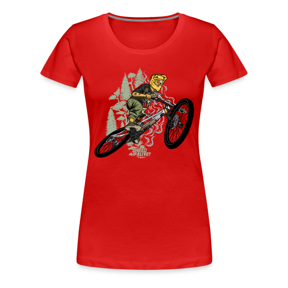SPOD Frauen Premium T-Shirt Rot / S Shred or Alive - Jumper - Frauen Premium T-Shirt E-Bike-Community