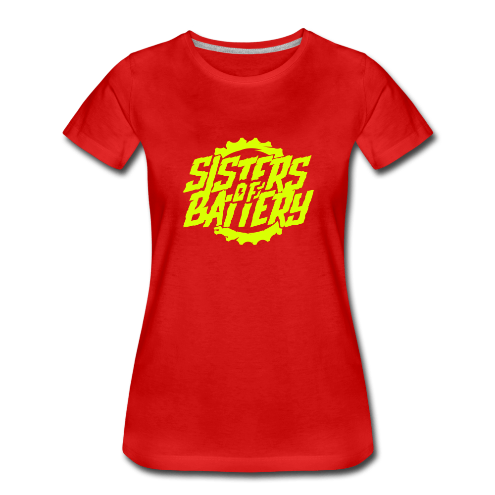 Sisters of Battery - Neongelb Frauen Premium T-Shirt - Sons of Battery® - E-MTB Brand & Community