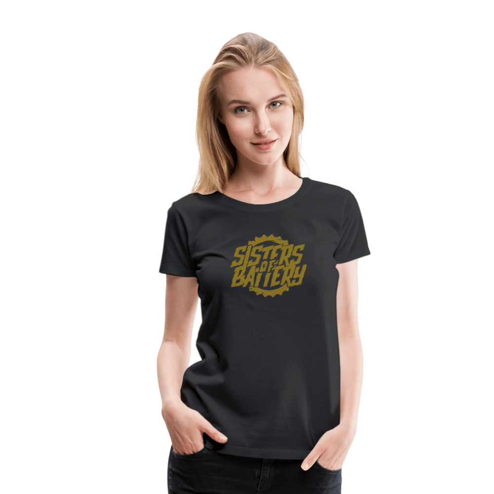 SPOD Frauen Premium T-Shirt Sisters of Battery - Signature GOLD Edition - Frauen Premium T-Shirt E-Bike-Community