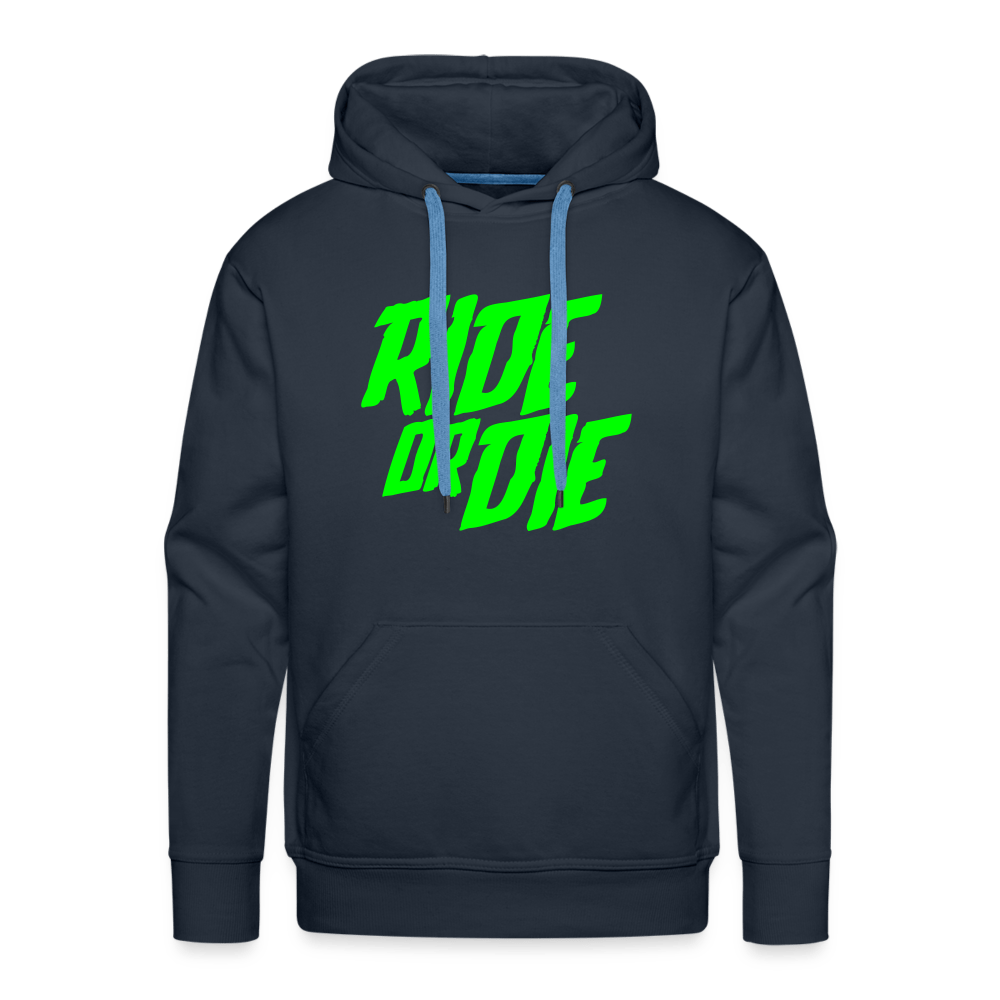 SPOD Männer Premium Hoodie Navy / S Ride or Die - Neongrün - Men’s Premium Hoodie E-Bike-Community