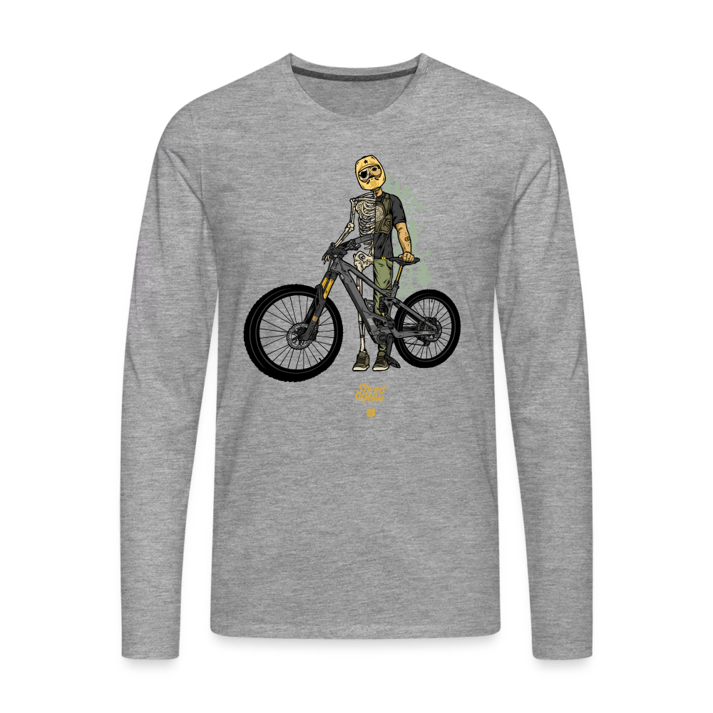 SPOD Männer Premium Langarmshirt Grau meliert / S Shred or Alive (DTG) - Männer Premium Langarmshirt E-Bike-Community