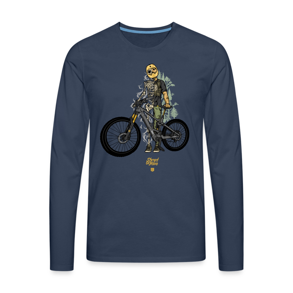 SPOD Männer Premium Langarmshirt Navy / S Shred or Alive (DTG) - Männer Premium Langarmshirt E-Bike-Community