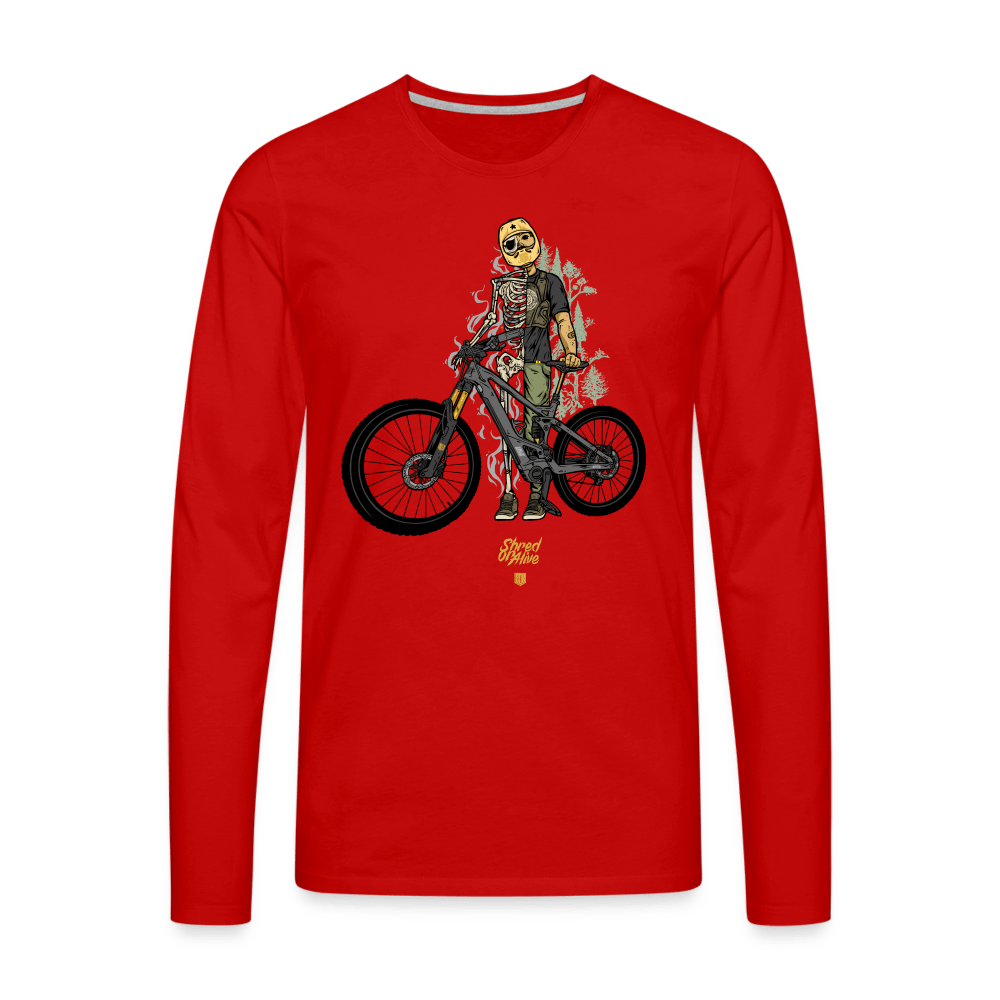 SPOD Männer Premium Langarmshirt Rot / S Shred or Alive (DTG) - Männer Premium Langarmshirt E-Bike-Community