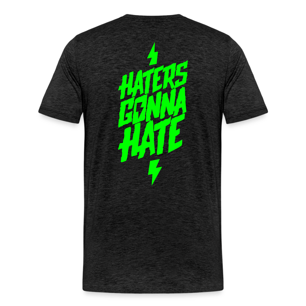 SPOD Männer Premium T-Shirt | Spreadshirt 812 Anthrazit / S Haters gonna Hate - Neongrün - Männer Premium T-Shirt E-Bike-Community