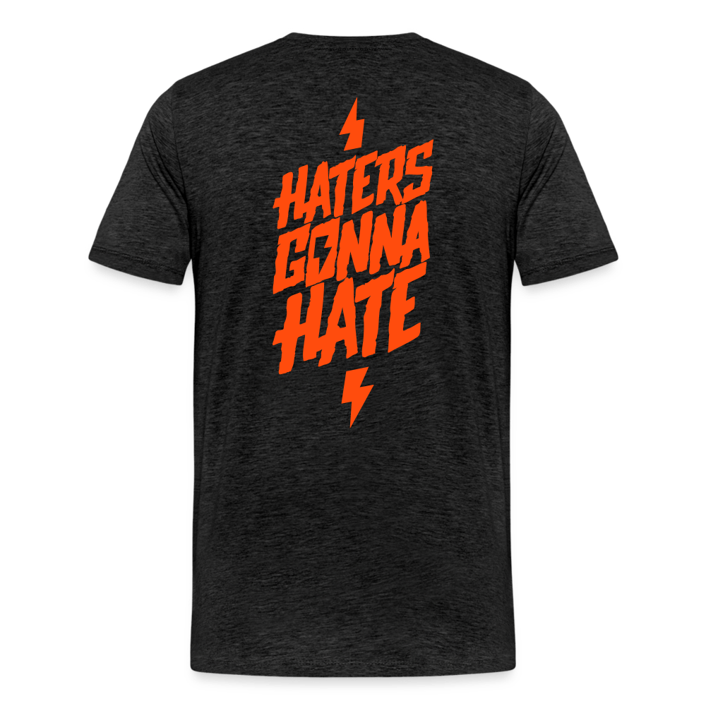 SPOD Männer Premium T-Shirt | Spreadshirt 812 Anthrazit / S Haters gonna hate - Neonorange - Männer Premium T-Shirt E-Bike-Community
