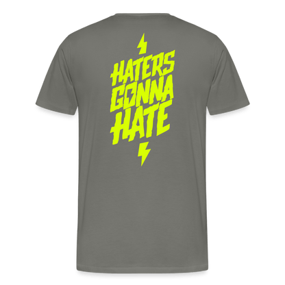 SPOD Männer Premium T-Shirt | Spreadshirt 812 Asphalt / S Haters gonna Hate - Männer Premium T-Shirt E-Bike-Community