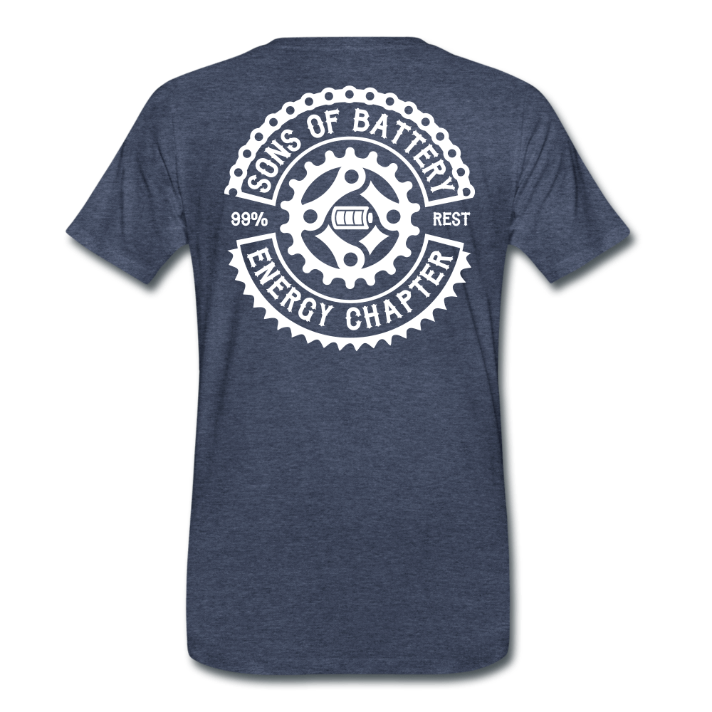 SPOD Männer Premium T-Shirt | Spreadshirt 812 Blau meliert / S OG Logo Backprint - Männer Premium T-Shirt E-Bike-Community