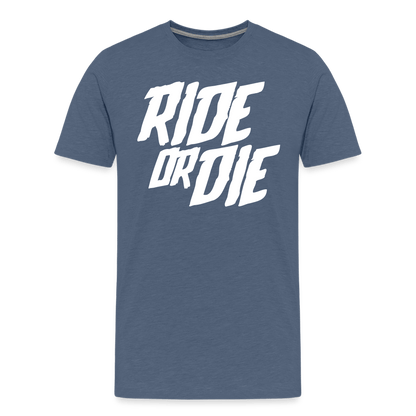 SPOD Männer Premium T-Shirt | Spreadshirt 812 Blau meliert / S Ride or Die - Männer Premium T-Shirt bis 5XL E-Bike-Community