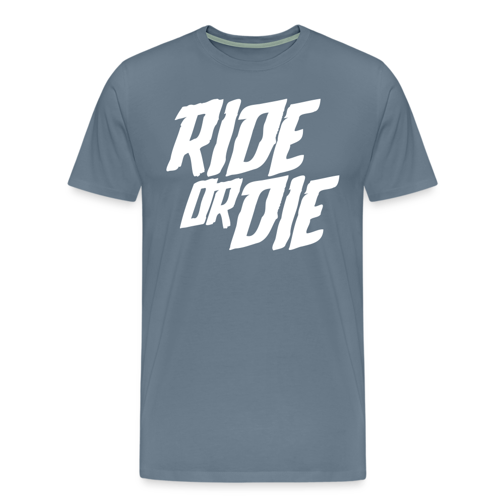 SPOD Männer Premium T-Shirt | Spreadshirt 812 Blaugrau / S Ride or Die - Männer Premium T-Shirt bis 5XL E-Bike-Community