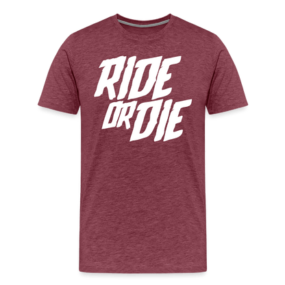 SPOD Männer Premium T-Shirt | Spreadshirt 812 Bordeauxrot meliert / S Ride or Die - Männer Premium T-Shirt bis 5XL E-Bike-Community