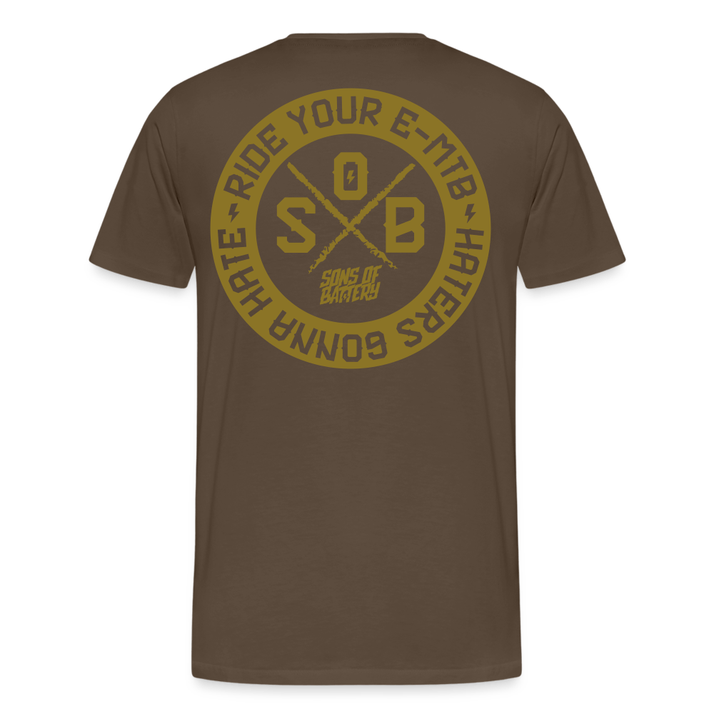 SPOD Männer Premium T-Shirt | Spreadshirt 812 Edelbraun / S "Haters" - Gold - Sons of Battery - Männer Premium T-Shirt E-Bike-Community