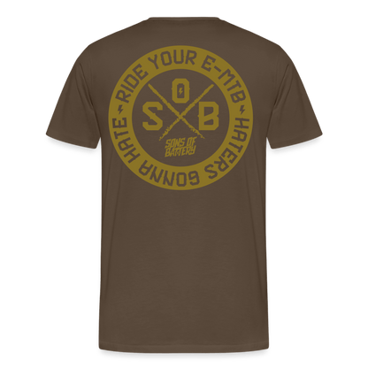 SPOD Männer Premium T-Shirt | Spreadshirt 812 Edelbraun / S "Haters" - Gold - Sons of Battery - Männer Premium T-Shirt E-Bike-Community