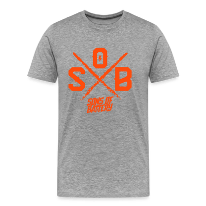 SPOD Männer Premium T-Shirt | Spreadshirt 812 Grau meliert / S SoB Cross - Neonorange Männer Premium T-Shirt E-Bike-Community