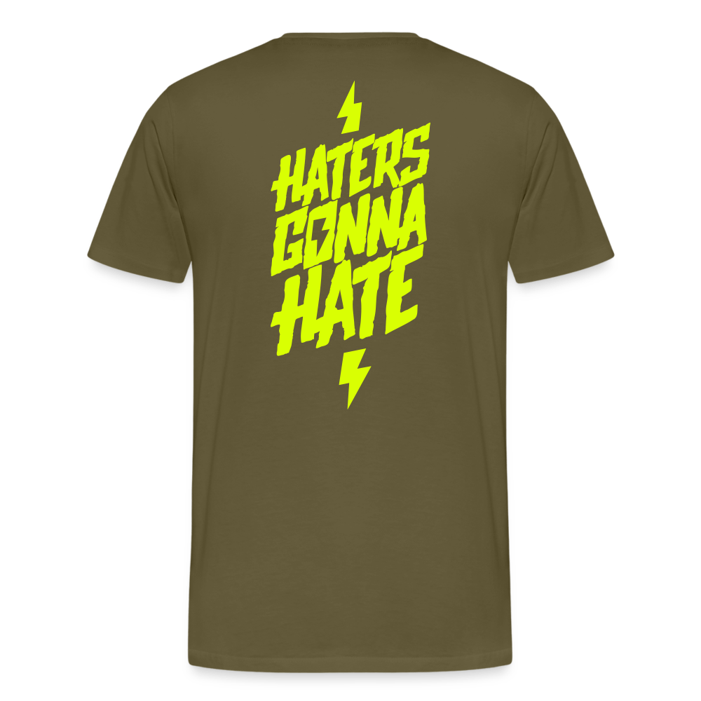SPOD Männer Premium T-Shirt | Spreadshirt 812 Khaki / S Haters gonna Hate - Männer Premium T-Shirt E-Bike-Community
