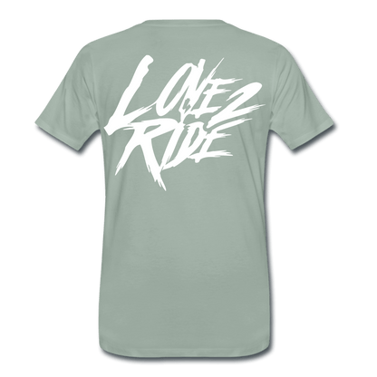 SPOD Männer Premium T-Shirt | Spreadshirt 812 LOVE 2 RIDE - Front / Backprint -Männer Premium T-Shirt E-Bike-Community