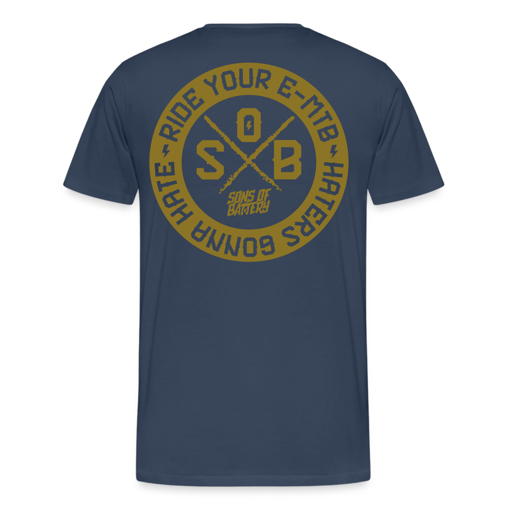 SPOD Männer Premium T-Shirt | Spreadshirt 812 Navy / S "Haters" - Gold - Sons of Battery - Männer Premium T-Shirt E-Bike-Community
