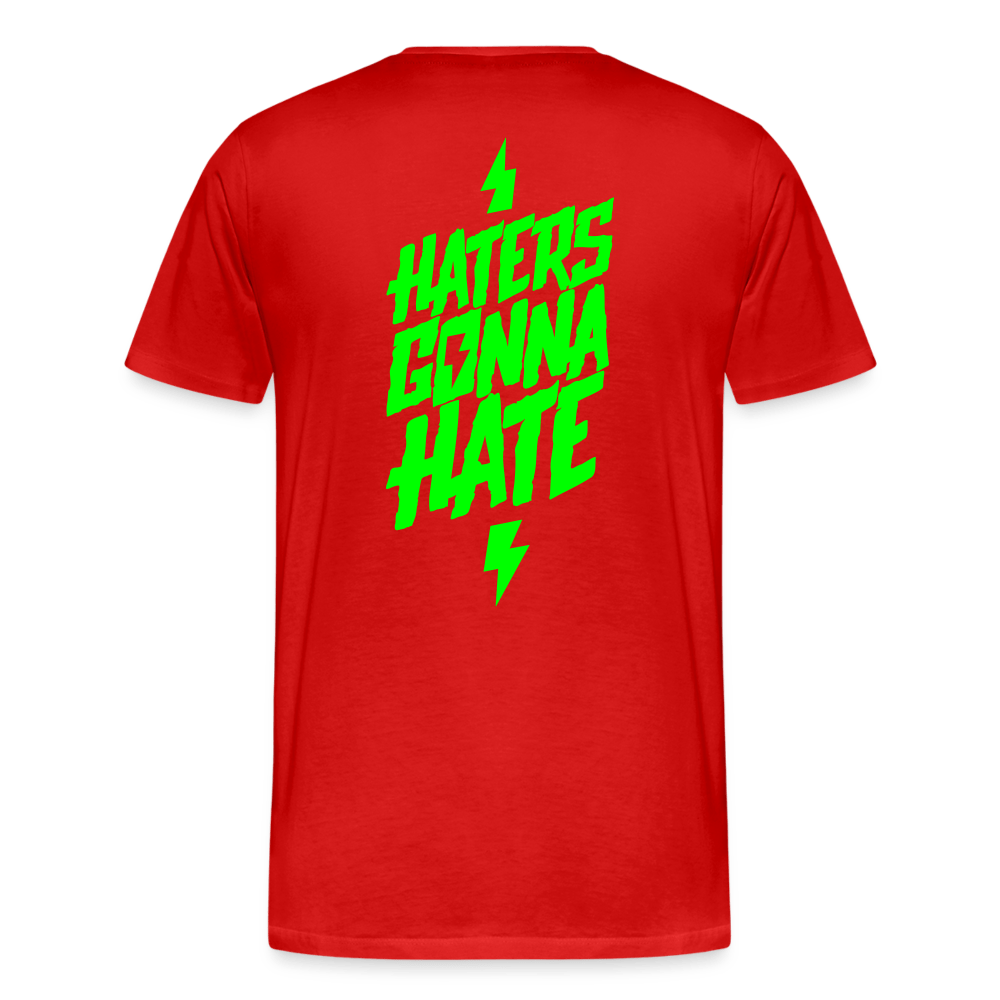 SPOD Männer Premium T-Shirt | Spreadshirt 812 Rot / S Haters gonna Hate - Neongrün - Männer Premium T-Shirt E-Bike-Community