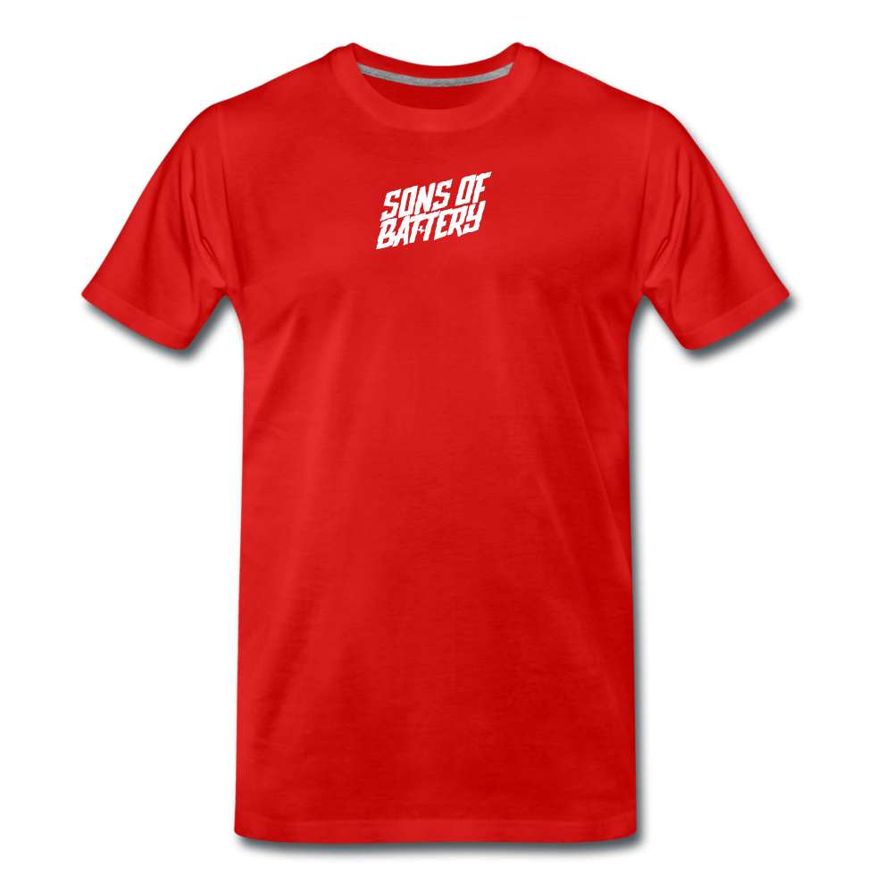SPOD Männer Premium T-Shirt | Spreadshirt 812 Rot / S Signature - White Flock - Männer Premium T-Shirt E-Bike-Community