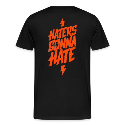 SPOD Männer Premium T-Shirt | Spreadshirt 812 Schwarz / S Haters gonna hate - Neonorange - Männer Premium T-Shirt E-Bike-Community