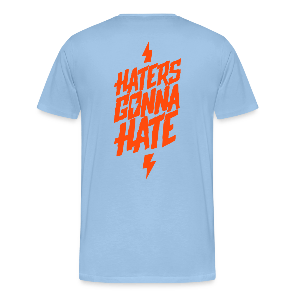 SPOD Männer Premium T-Shirt | Spreadshirt 812 Sky / S Haters gonna hate - Neonorange - Männer Premium T-Shirt E-Bike-Community