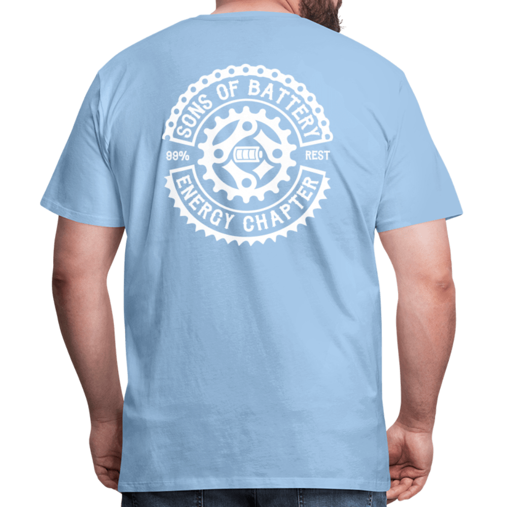 SPOD Männer Premium T-Shirt | Spreadshirt 812 Sky / S OG Logo Backprint - Männer Premium T-Shirt E-Bike-Community