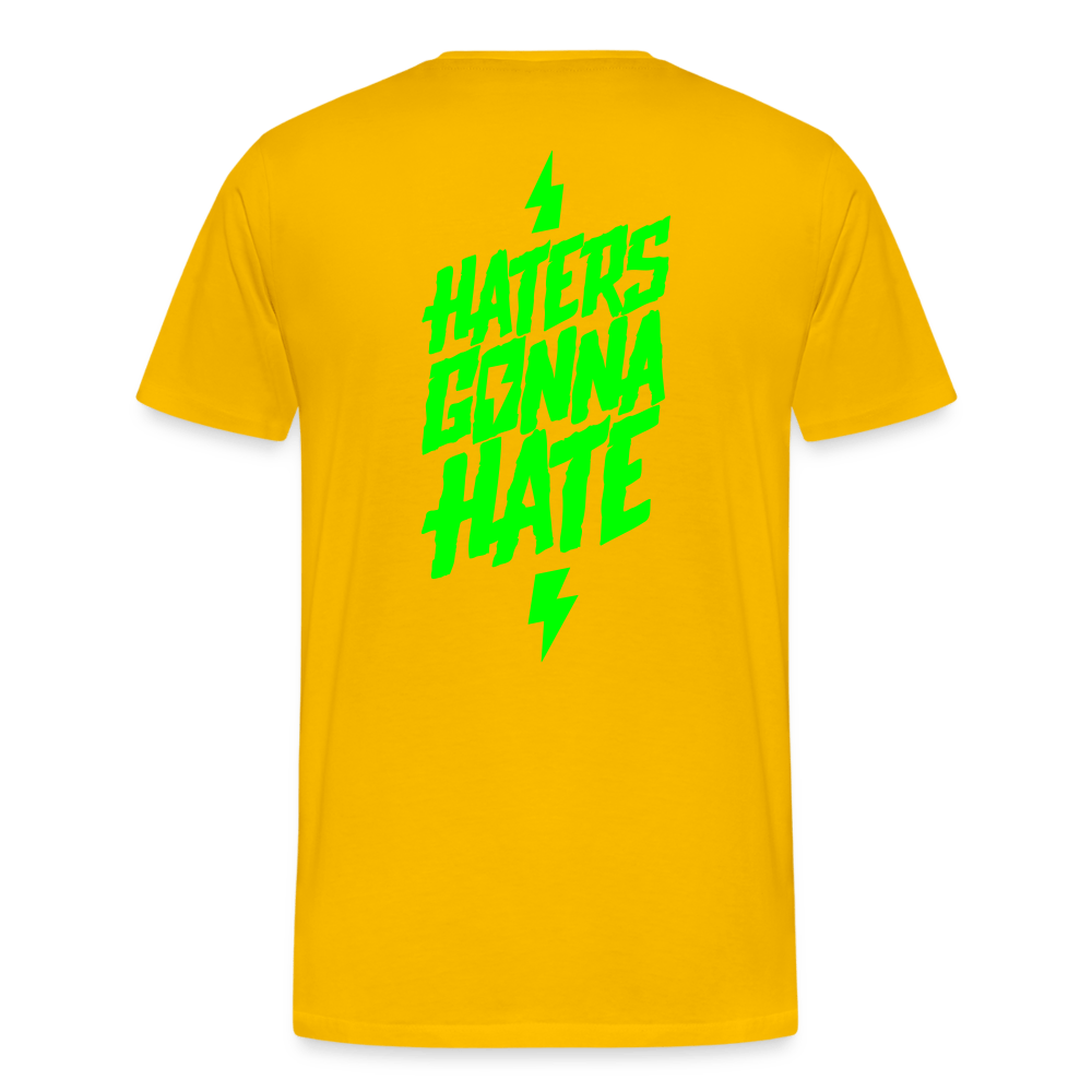 SPOD Männer Premium T-Shirt | Spreadshirt 812 Sonnengelb / S Haters gonna Hate - Neongrün - Männer Premium T-Shirt E-Bike-Community